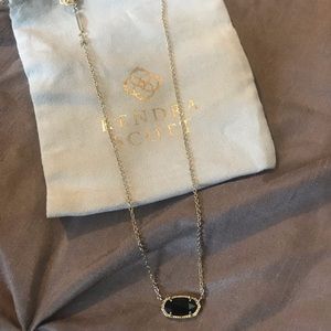 Elisa Gold Pendant Necklace In Black